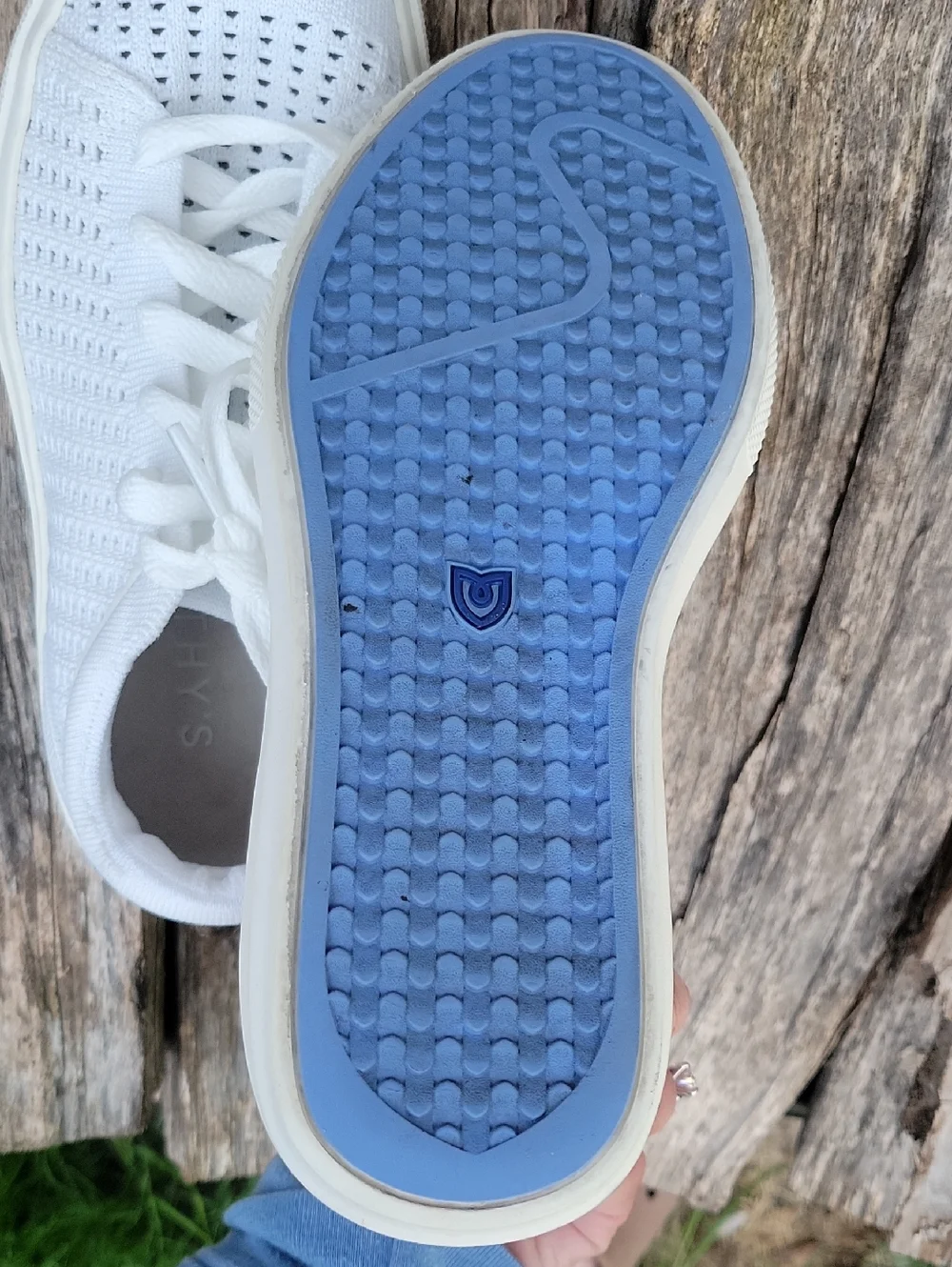 ROTHY'S White Courtside  Sneakers - Classic Low-Top w/Blue accents size 6 - Picture 6 of 7